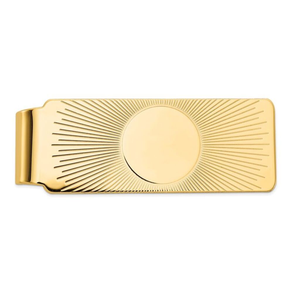 Men's 14k Yellow Gold Sunburst Fold-Over Money Clip